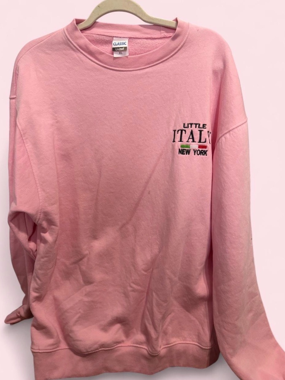 Classic Pink Little Italy New York Crewneck Sweater
